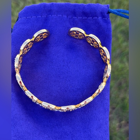 NWT Tory Burch Logo Cuff Bracelet with Tory Burch Dust Bag. - Picture 4 of 12